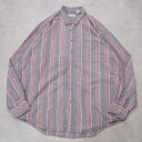 【中古】エルエルビーン ストライプシャツ 90s シャツワンピ 2XL 赤 14809 ユーズド USED 中古 レトロ メンズ レディース 一点物 アメカジ ...
