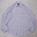 【中古】Wrangler ラングラー ストライプシャツ 古着 XL 青 赤 14818 ユーズド USED 中古 レトロ メンズ レディース 一点物 アメカジ ...