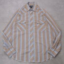 【中古】Wrangler ラングラー ストライプシャツ 古着 M ベージュ 14813 ユーズド USED 中古 レトロ メンズ レディース 一点物 アメカジ ...