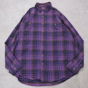 【中古】エルエルビーン チェックシャツ 古着 USA製 90s L 紫 黒 14806 ユーズド USED 中古 レトロ メンズ レディース 一点物 アメカジ ...