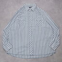 【中古】Wrangler ラングラー ストライプシャツ 古着 XL 青 緑 14819 ユーズド USED 中古 レトロ メンズ レディース 一点物 アメカジ ...