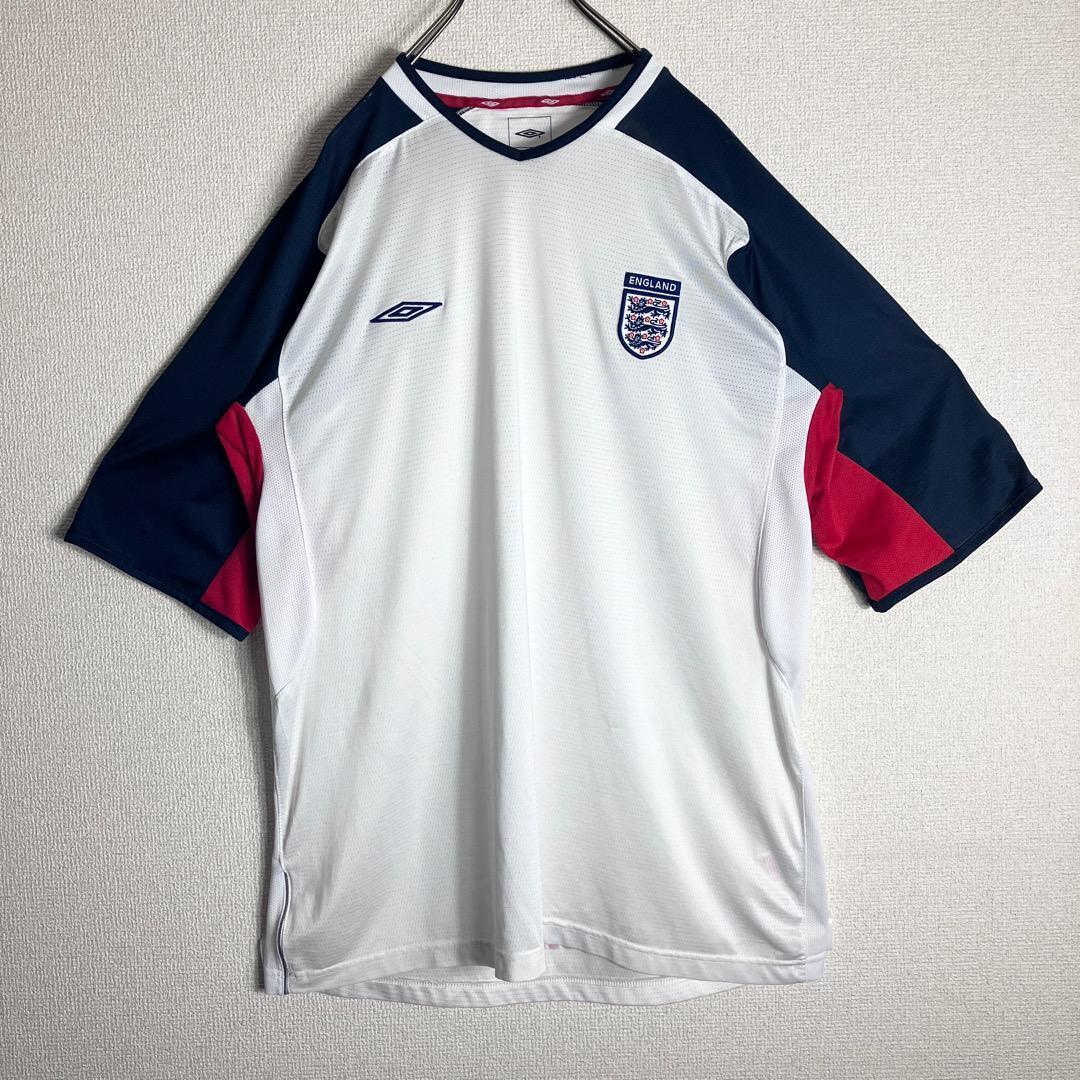 【中古】アンブロ イングランド代表 サッカーシャツ 00s 白 紺 赤 2XL 9560 ユーズド USED 中古 レトロ..