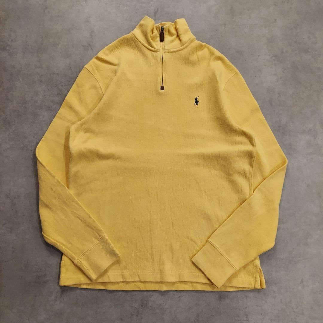 【中古】ポロバイ ラルフローレン ニット 古着 ハーフジップ 刺繍 M 黄 16598 ユーズド USED 中古 レトロ メンズ レディース 一点物 アメカジ 古着