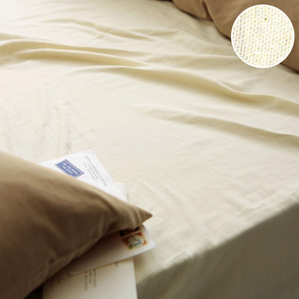 Fab the Home ボックスシーツ ミルク シングル(100x200x30cm) ダブルガーゼ FH131820-910