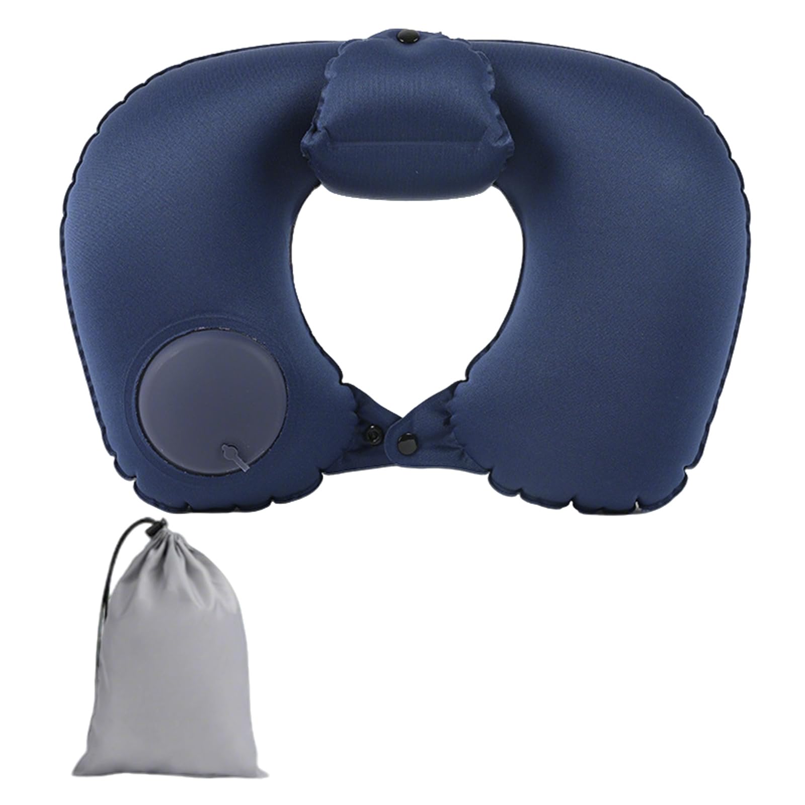 ネックピロー ポンプ式 U型まくら ダブルバルブ 携帯枕 ヘッドレスト付き 首枕 エアーピロー くびまく..