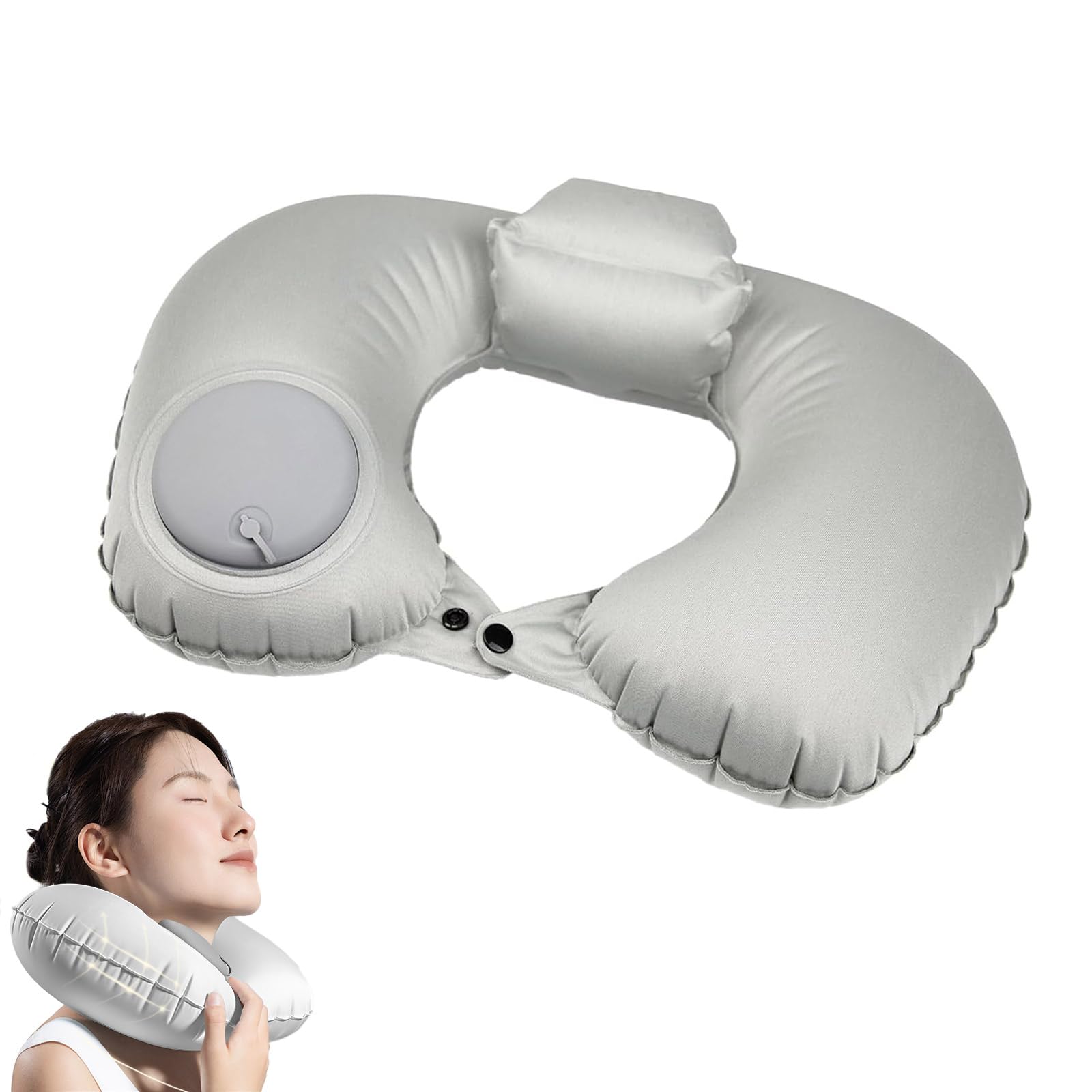 TVETE ネックピロー エアー U型 携帯枕 ポンプ式 U型まくら 手動圧力膨張 使いやすさ 首のカーブにフィ..