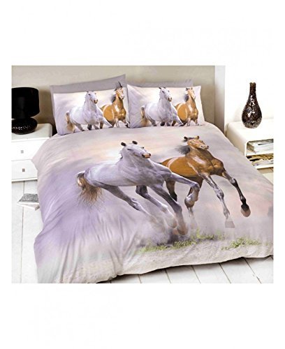 二頭のサラブレッド シングル 布団カバー+枕カバー 8701 [並行輸入品]