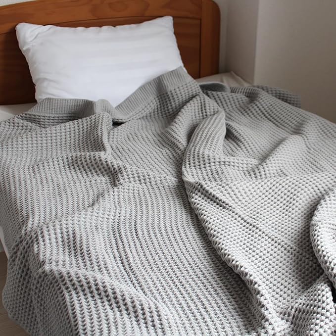 今治 タオルケット ワッフルケット おしゃれ シングル ブランケット シーツ 洗える オールシーズン (グ..