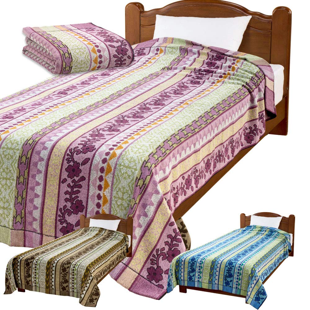 タオルケット シングル 大判 150×210cm 厚手 ジャガード織り 綿100％(ピンク）