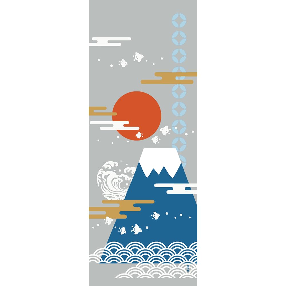 濱文様 絵てぬぐい 富士山と千鳥あそび