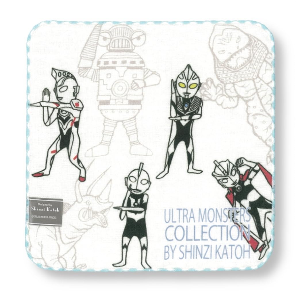 金野タオル 日本製 タオル ハンカチ ガーゼ 無撚糸 パイル VSモンスターズ 約23×23cm ウルトラヒーロー MS 泉州 速乾