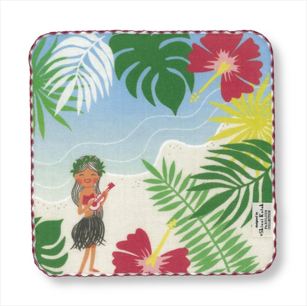 金野タオル 日本製 タオル ハンカチ ガーゼ 無撚糸 アロハ 約23×23cm フラガール ハワイ 花 泉州 速乾 ギフト