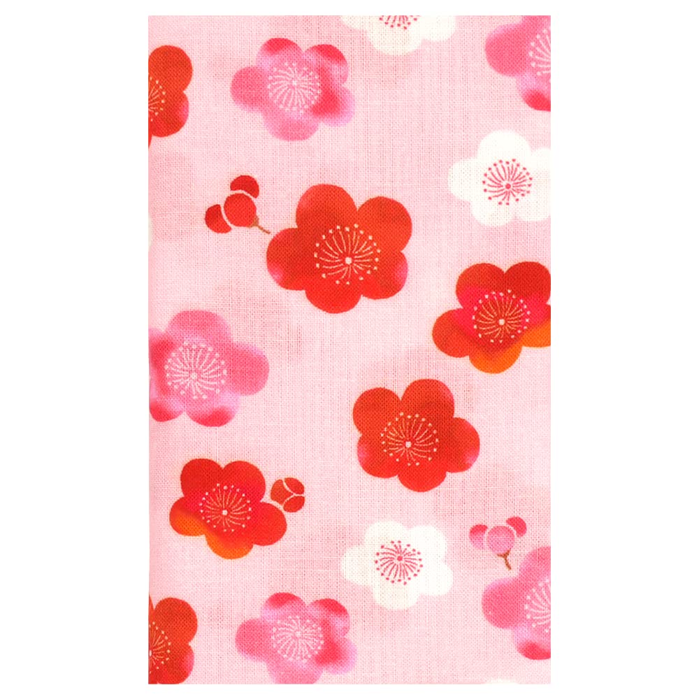 濱文様 てぬぐい 水彩梅 ピンク