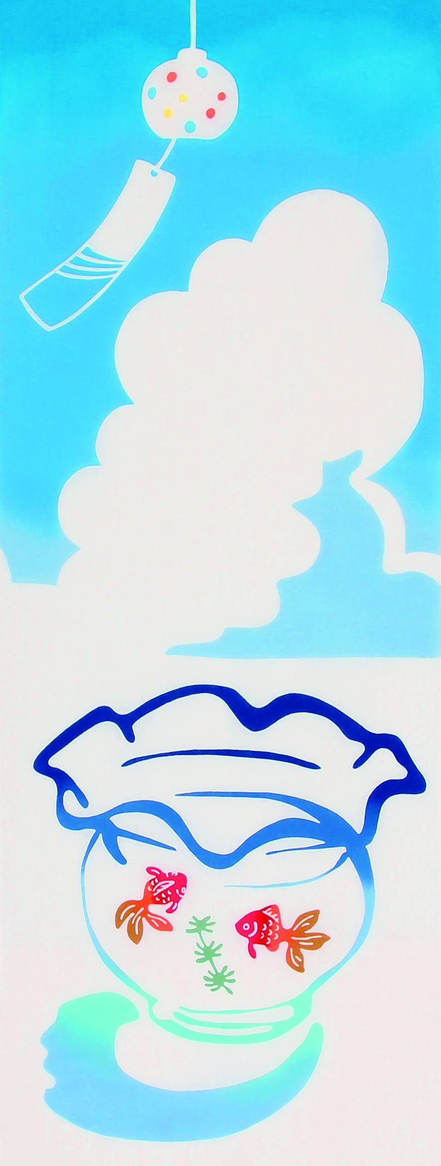 手ぬぐい 金魚鉢と風鈴 日本製 綿100% 33×90cm タペストリー ギフト