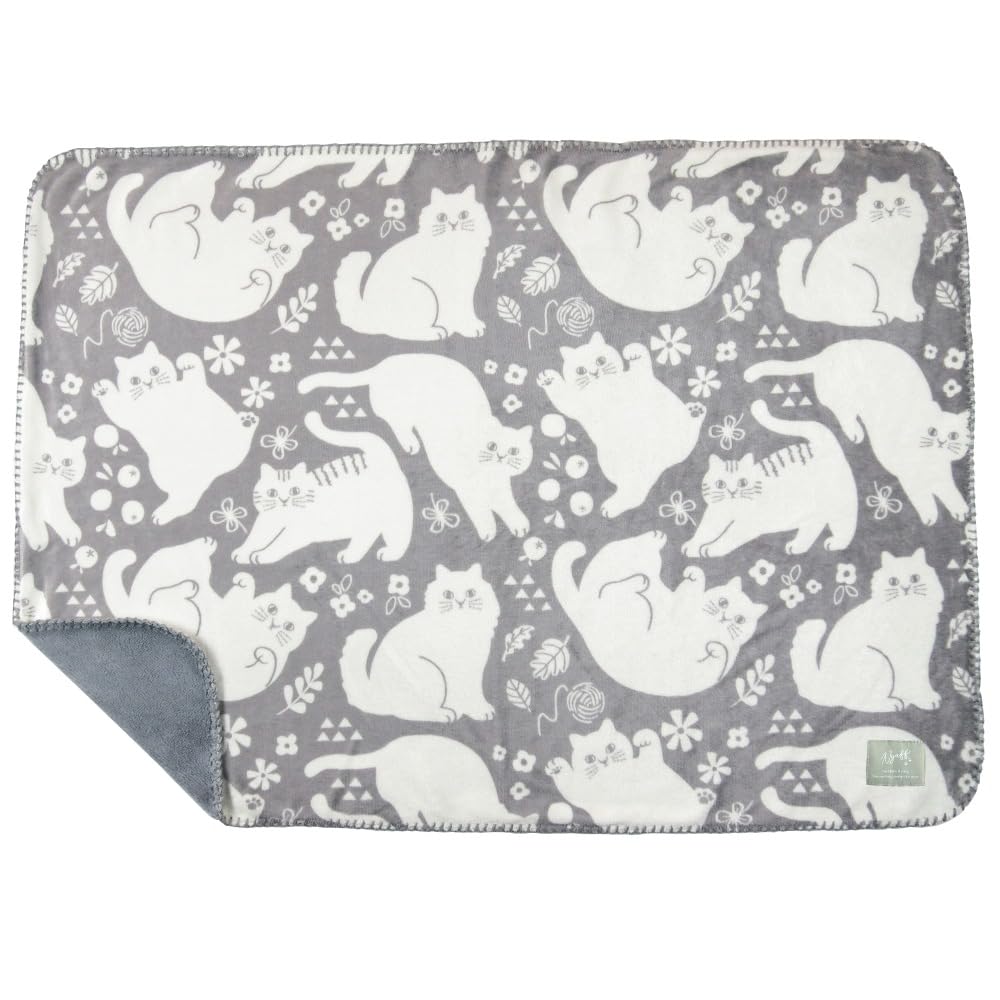 ダイカイ にゃふにゃふアンミーナ ひざかけ かわいい 北欧 ナチュラル ブランケット フリース 軽量 あったか 冬用 ギフト ボタニカル柄 W100×H70cm...