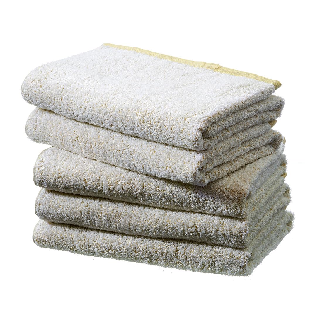 ホワイトコート バス 5枚セット バスタオル 日本製 泉州タオル(約60×120cm) イエロー