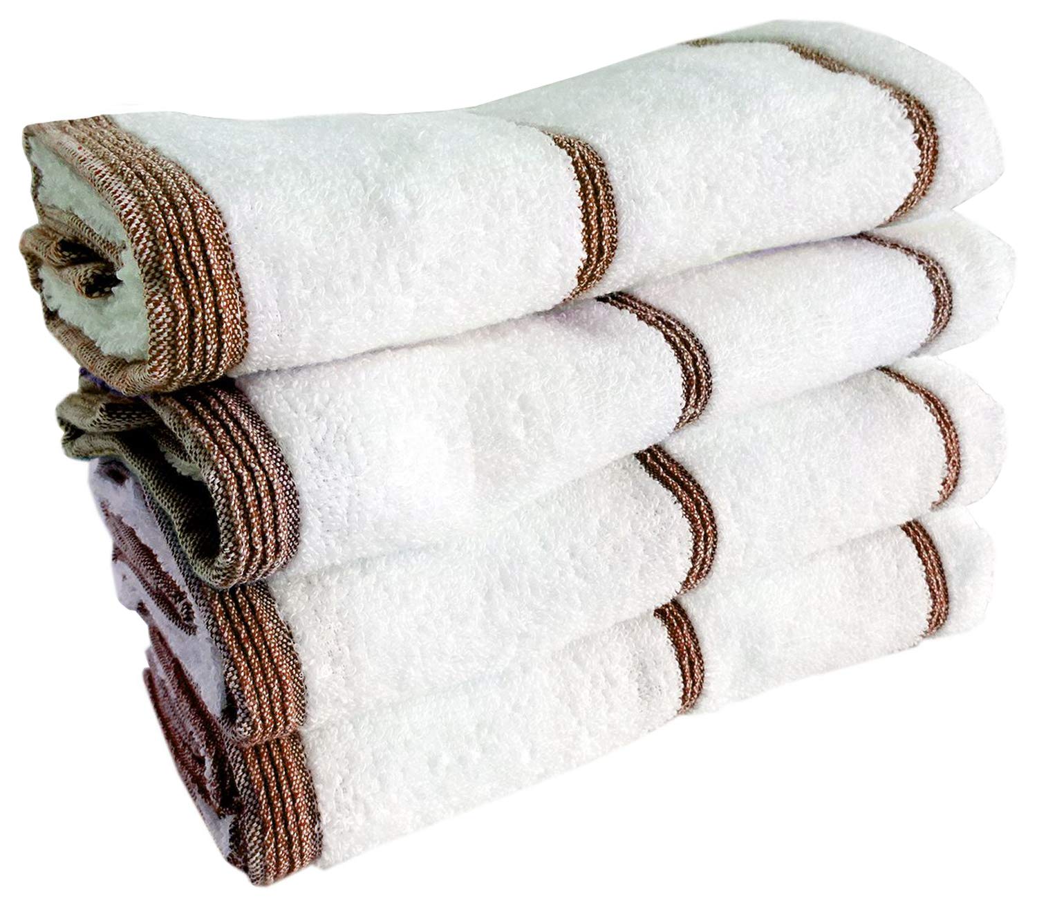 成願 タオルギフトセット ブラウン 約34×80cm ピコボーダー フェイスタオル 4枚セット PIBO-FBR4