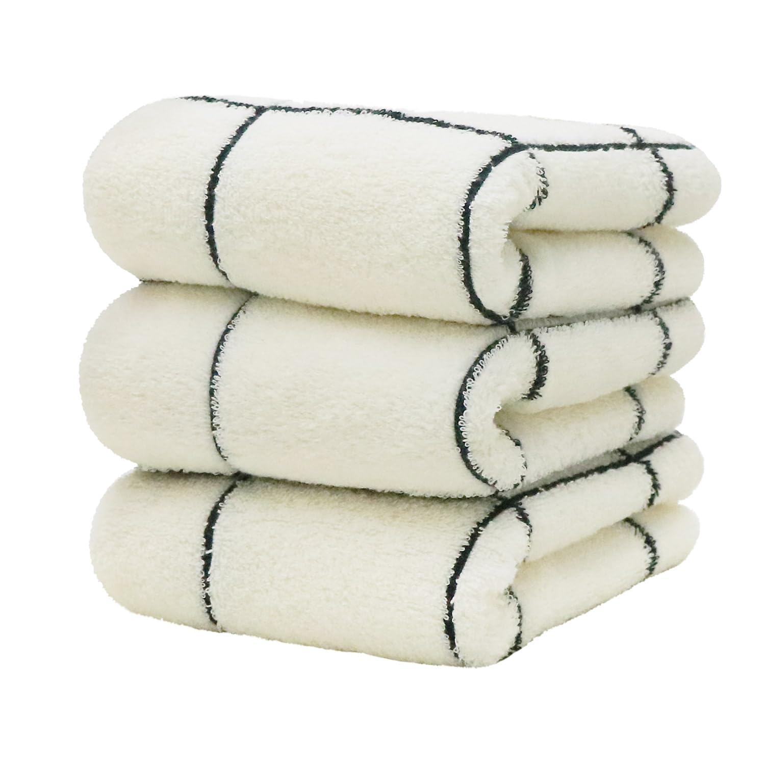 フェイスタオル タオル 3枚セット 34×80cm 綿100% 厚手 丸洗い吸水 通気性タオルケット ホテル ギフト デイリータオル バーゲン グラフ・アイボリ...