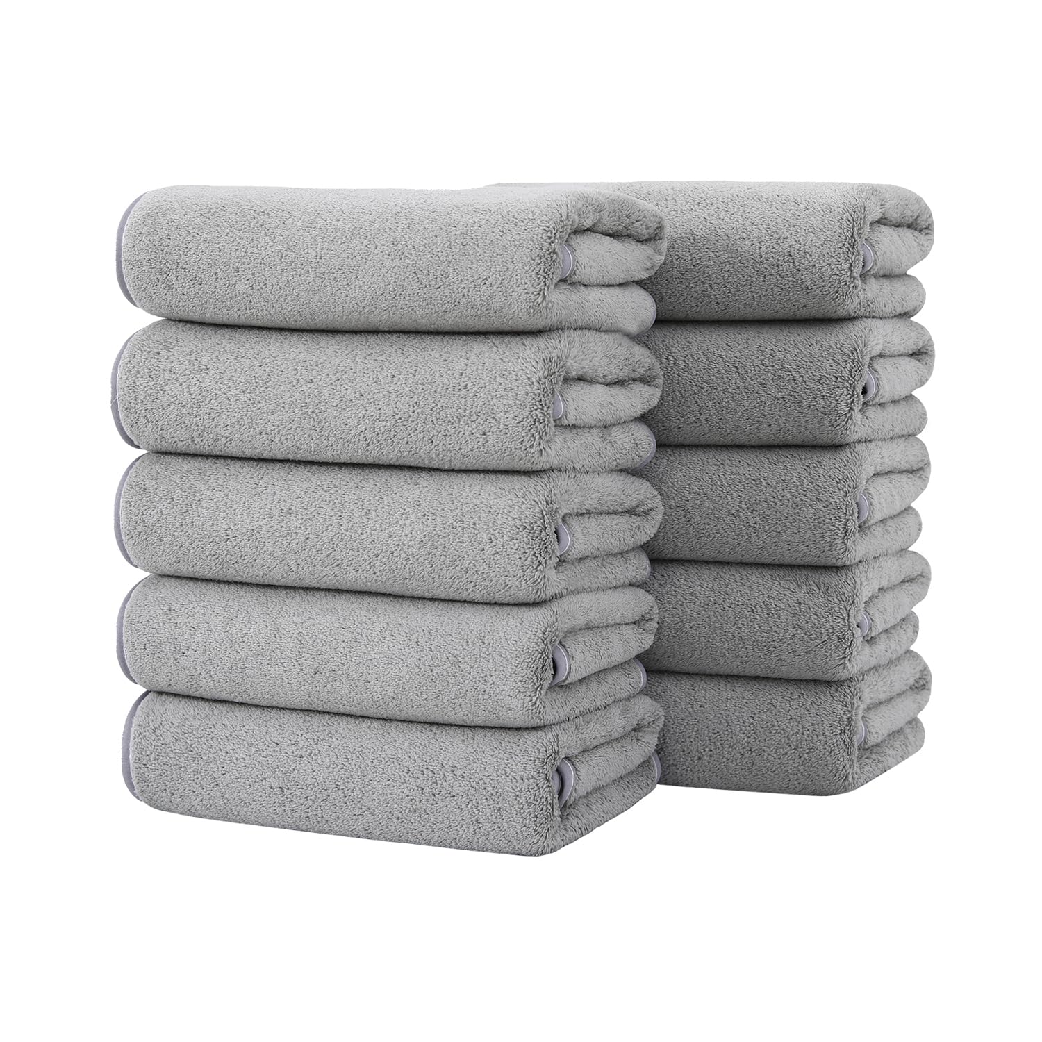 フェイスタオル マイクロファイバー 10枚セット タオル 35*75cm ホテル仕様 通気 高速吸水 肌に優しい ふわふわ 柔らか肌触り 耐久性 無地 (グレー...