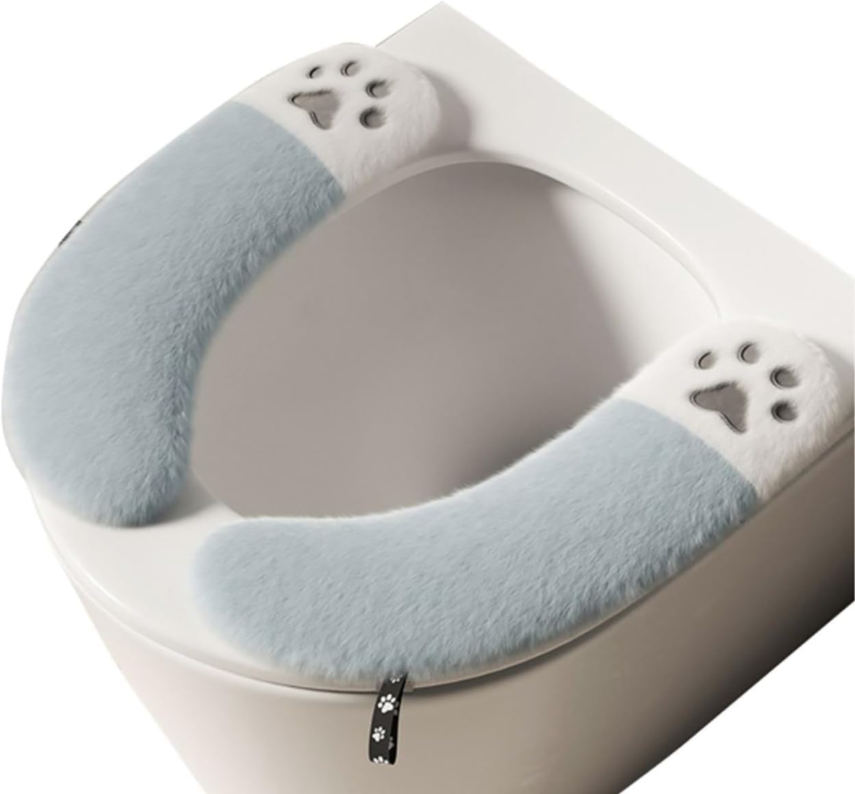 Crystal craft 便座シート 貼る トイレ 温水洗浄便座 カバー U型 かわいい 猫 デザイン ふわふわ【グレ..