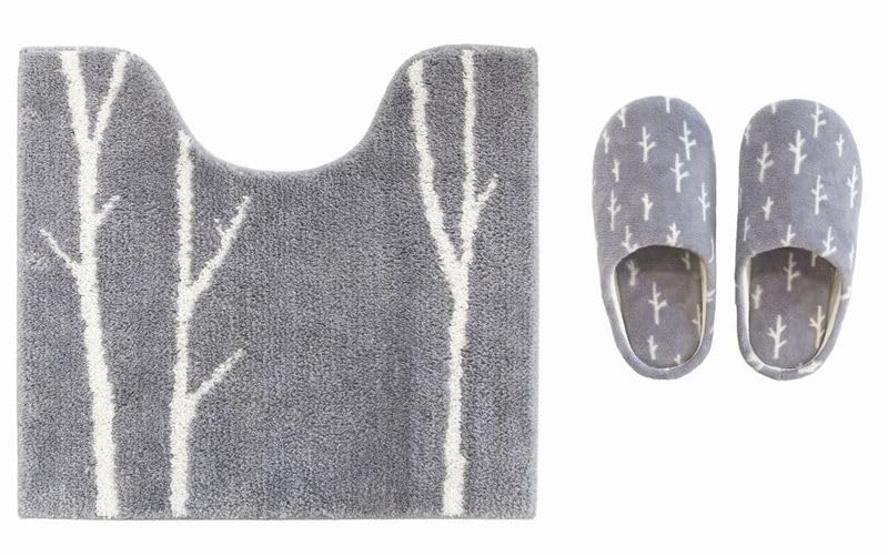 普通サイズ トイレマット スリッパ 2点 セット グレー オカ マトカ 北欧 おしゃれ 洗浄 普通 兼用 ドレ..