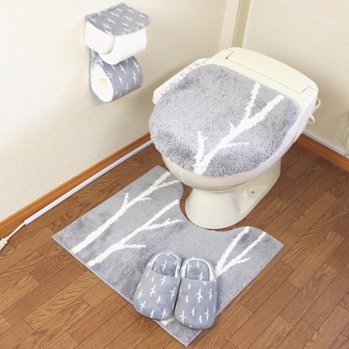 普通サイズ トイレマット 4点 セット グレー オカ マトカ 北欧 おしゃれ ドレニモ トイレマットセット ..