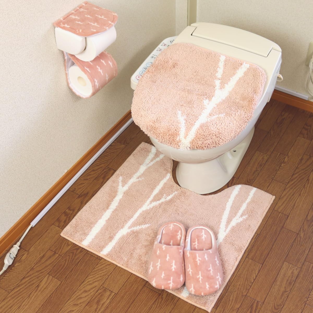 普通サイズ トイレマット 4点 セット ピンク オカ マトカ 北欧 おしゃれ ドレニモ トイレマットセット ..