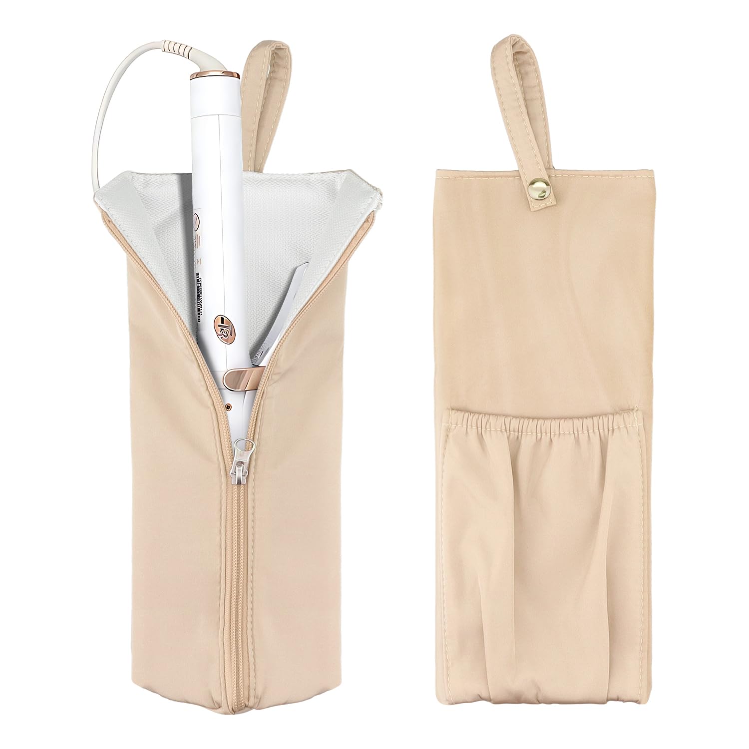 ヘアアイロン収納 ヘアアイロンケース 吊り下げ 耐高温 防熱 旅行 出張 吊り下げポーチ 収納ポケット ..