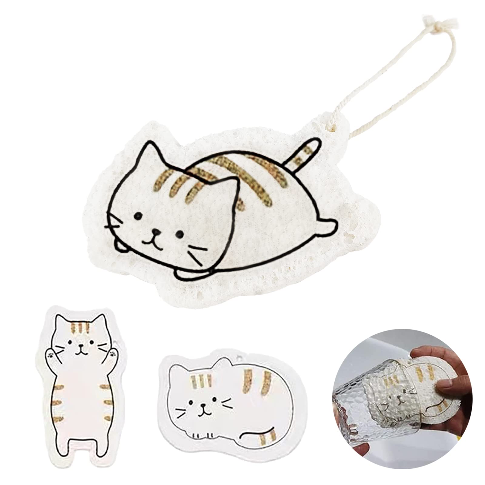 セルロース スポンジ キッチンスポンジ 吸水スポンジ バススポンジ 3個セット 新春初売り 可愛い「3匹..