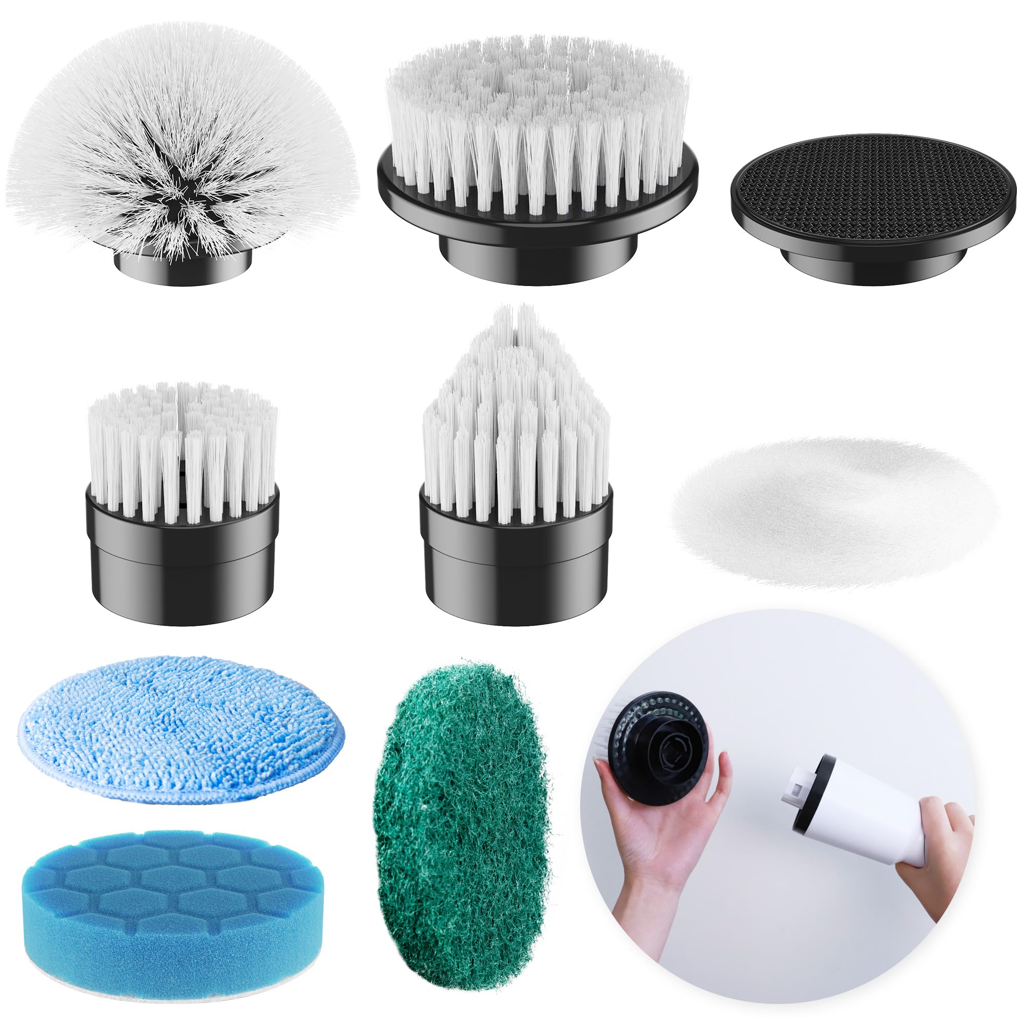 電動ブラシ 掃除用 電動お風呂掃除 ブラシ 8種類取り替えブラシ付き IPX7防水 床 窓 壁 台所 玄関の掃除 浴槽磨き 車の研磨機 母の日 ギフト プレゼン...