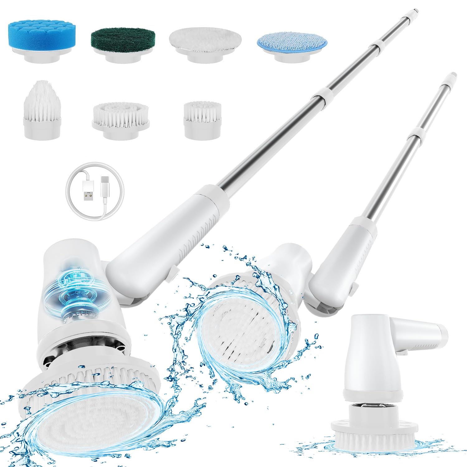 KEROMEE 電動バスポリッシャー 【IPX7 防水・コードレス】USB 充電式 2200mAh 最大 90 分稼働 長さ調節..