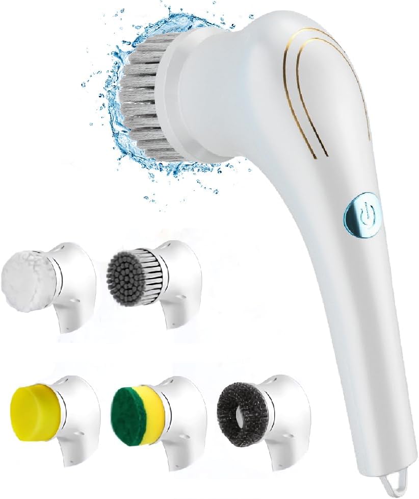 FIRE BULL 電動掃除ブラシ USB充電式 電動ブラシ ハンディクリーナー ポリッシャー ブラシ 5つの替えブ..