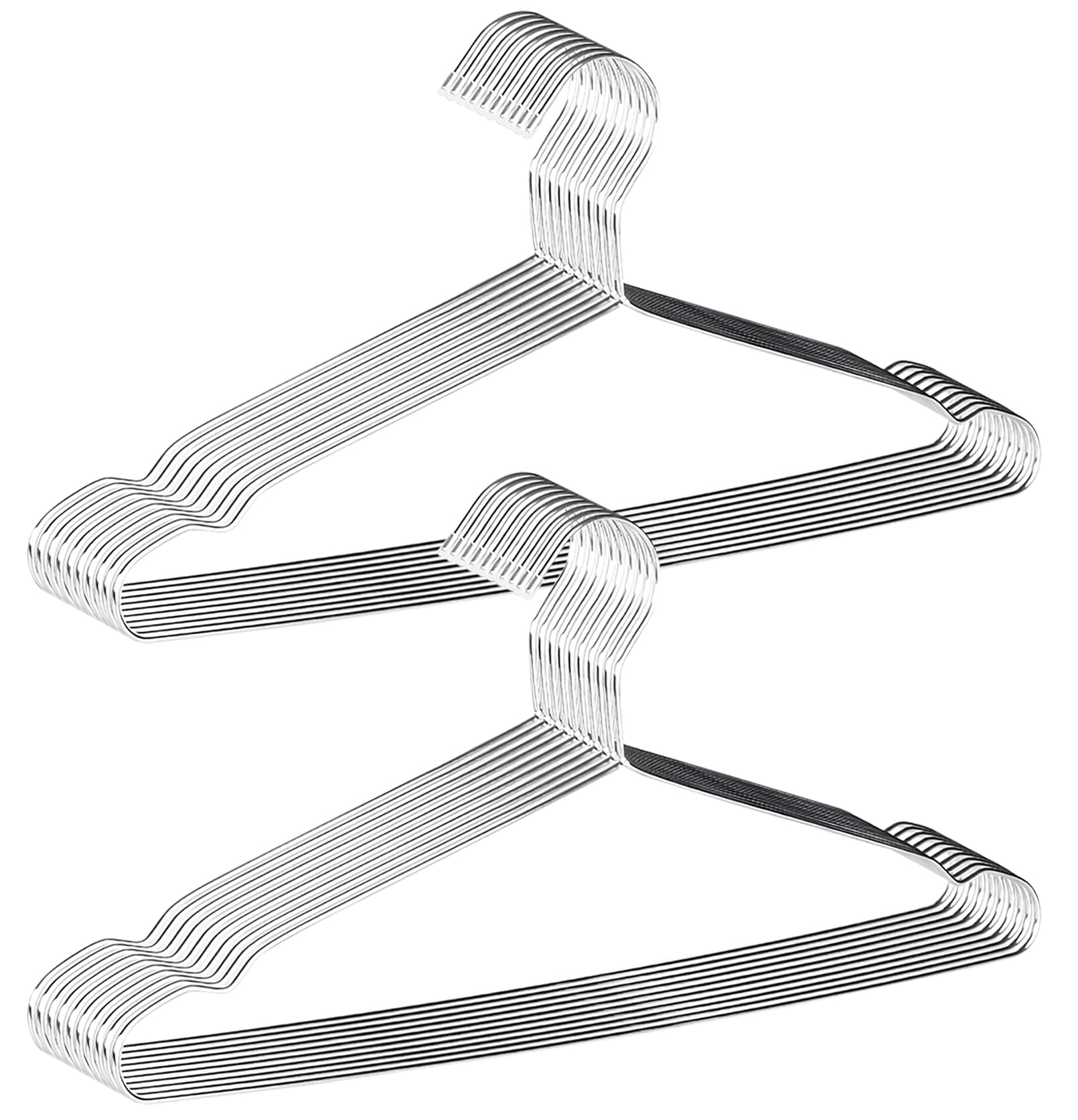 AUV ハンガー ステンレスハンガー 20本組 すべらない 頑丈 錆びにくい 曲がらない スカート シルバー ズボン コート 3.2mm 幅42cm