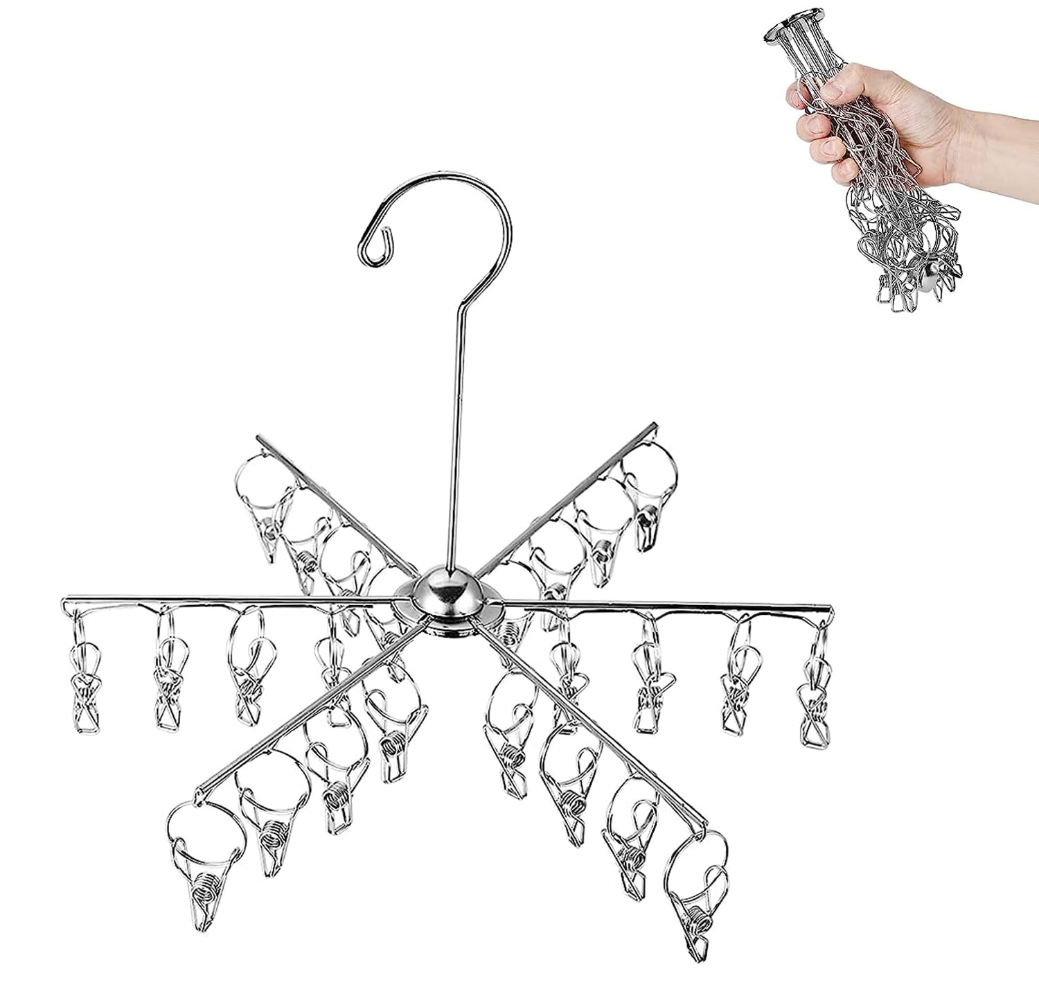 Tazive ピンチハンガー 折り畳み 24ピンチ 物干しハンガー 洗濯ハンガー ハンガー ステンレス ピンチ ハンガー ステンレスハンガー 強力収納 錆防止 靴下/下着/タオル/ブラジャー/ネクタイな