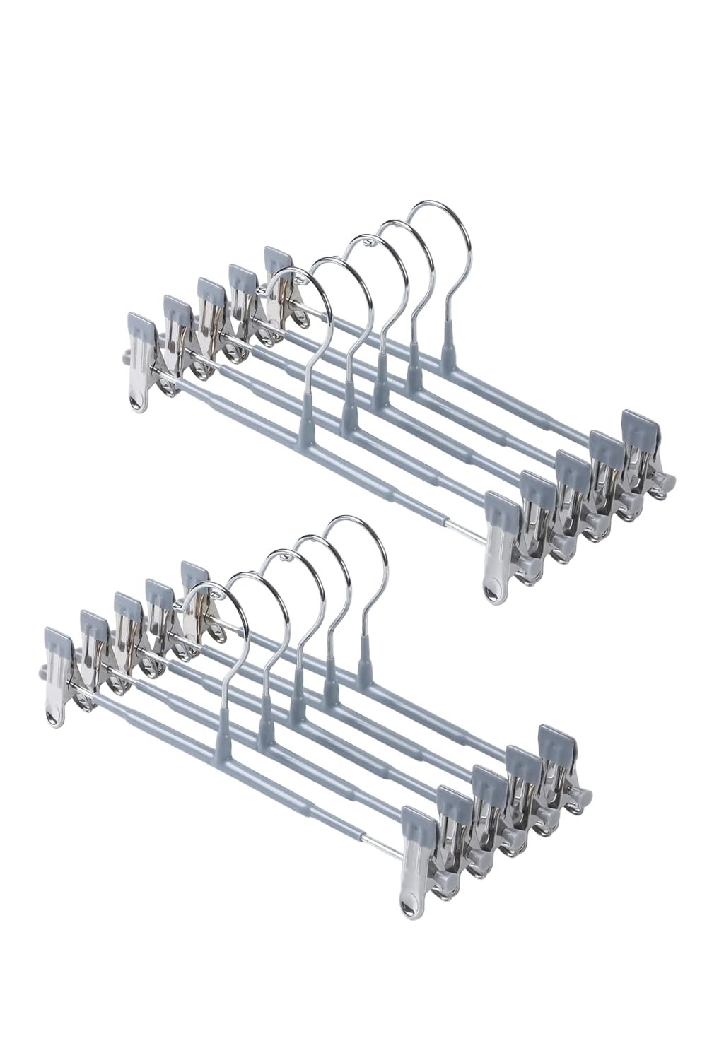 訳あり AP LAB 【スカートハンガー クリップ付き】 すべらない ズボンハンガー 防サビ加工済み ズボン スカート スラックス に使える 型崩れ防止 洗濯から収納まで (グレー 10本セット)
