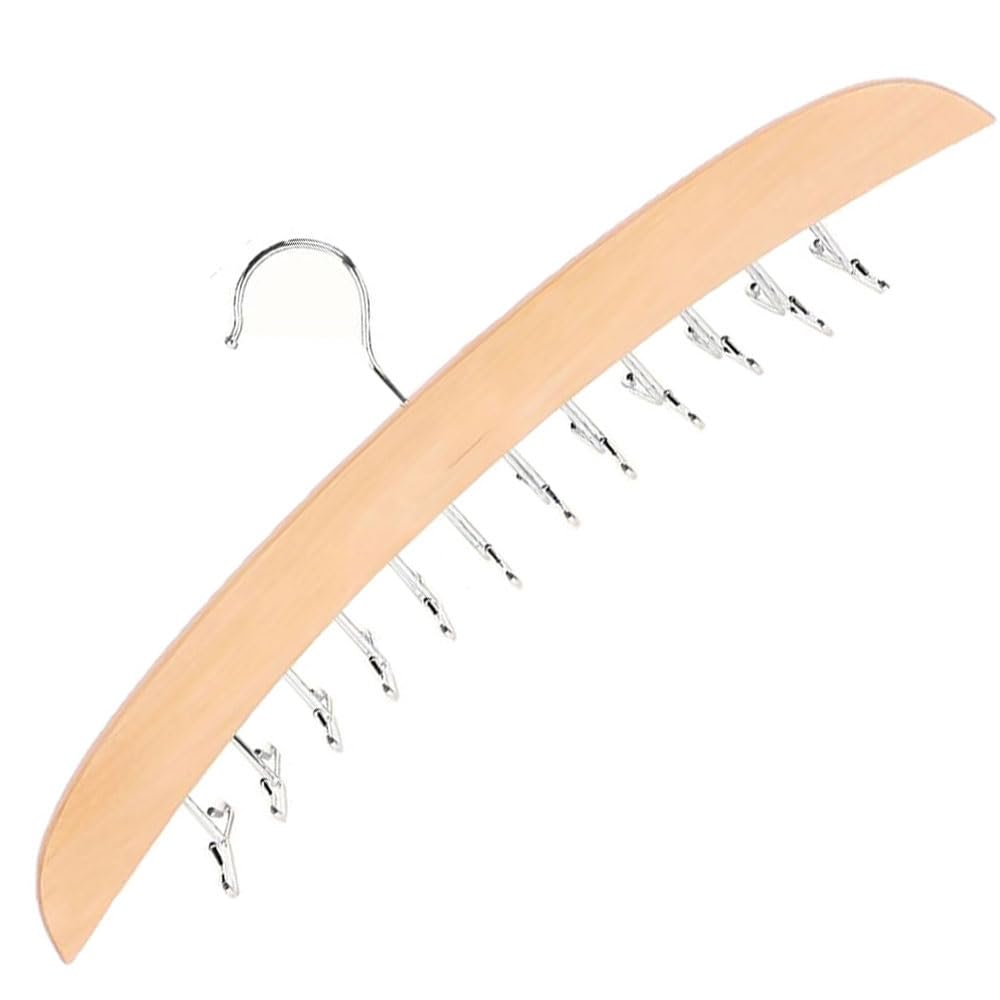 ネクタイハンガー ベルト 多機能滑り止めネクタイ衣類掛け ベルトバッグ収納ラック 木製堅牢 可動フック 使いやすい 1 個