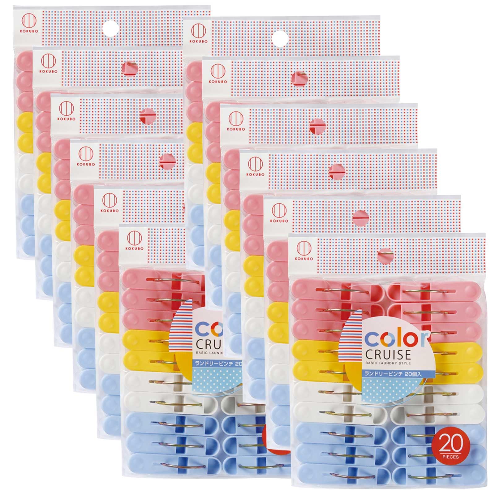 KOKUBO(コクボ) 洗濯ばさみ color CRUISE(カラークルーズ) ランドリーピンチ 約3.2×1.2×6cm 20個入×12..