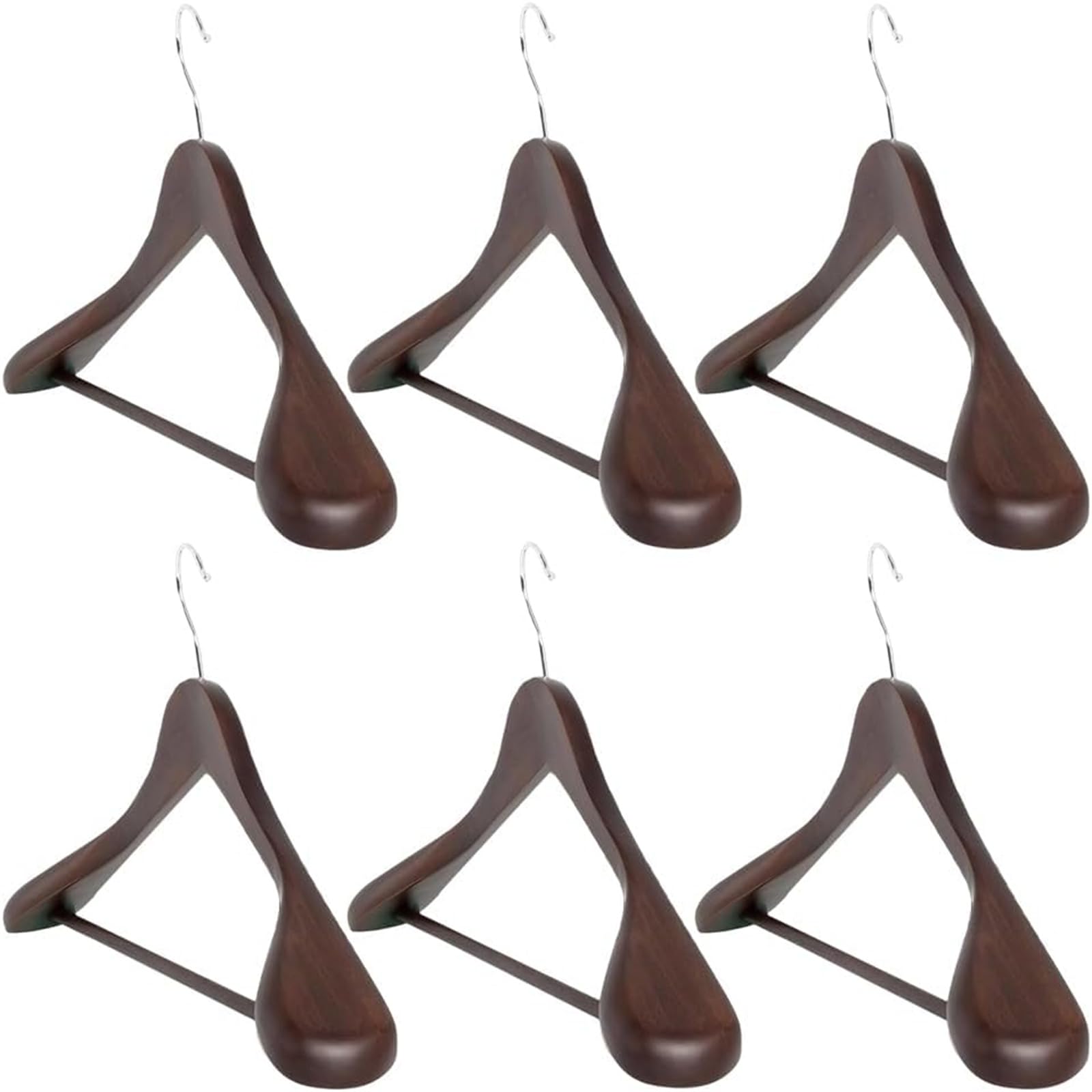 6本セット 木製ハンガー プレミアムボックス入りメンズ・レディース対応 スーツジャケット・コート用 型崩れ防止 360度回転ハンガー (メンズ ヴィンテージ ス...