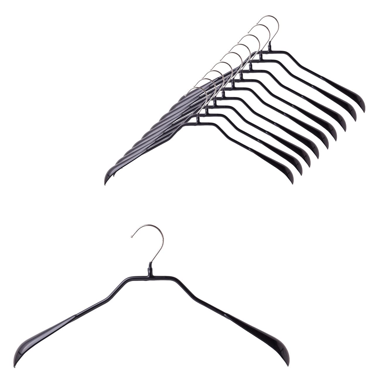 MAWA(マワ) ハンガー ボディーフォーム42[10本セット,ブラック] アウター ジャケット コート 省スペー..