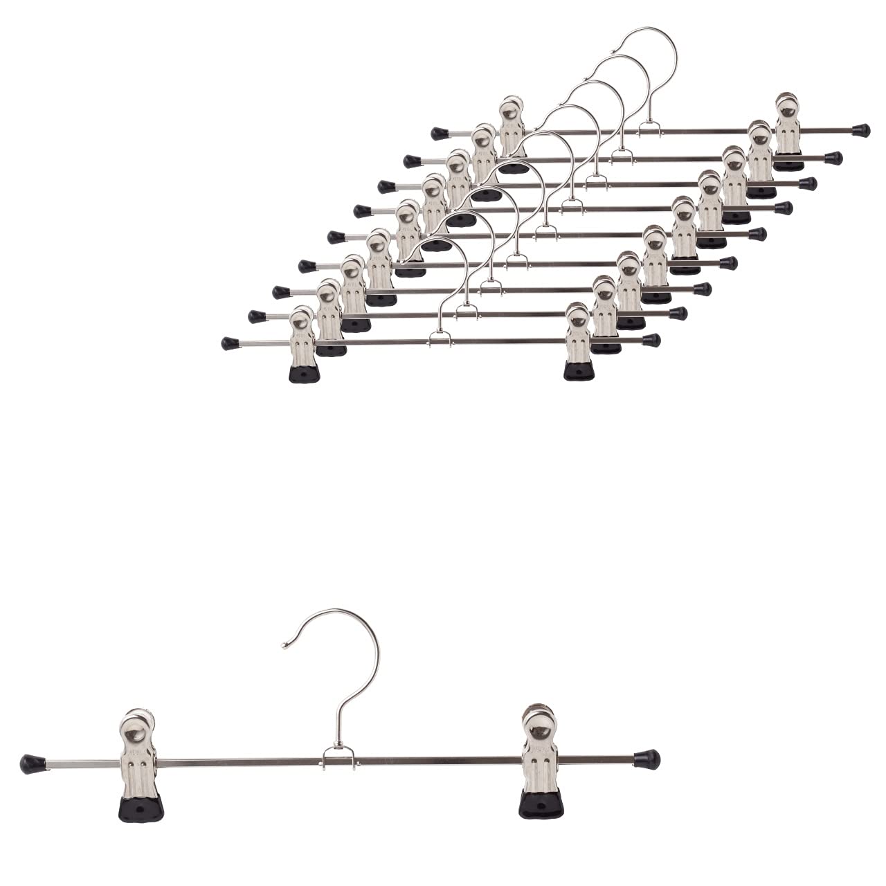 MAWA(マワ) ハンガー クリップ30[10本セット,ブラック] ズボン用 省スペース 収納 滑り止めコーティング ジーンズ・パンツ・スカートに最適 小物 耐久性のあるメタルハンガー 30.5x10.5x2.5cm MA0501