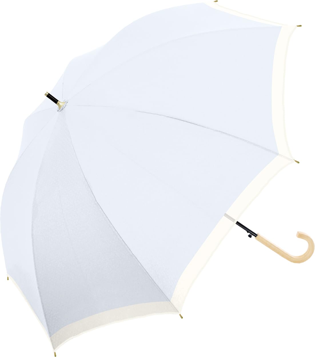 【中谷】 Parasol 婦人 長傘 手開き 晴雨兼用 UV オーガンジー バイカラー サックス UVカット UPF50 遮..