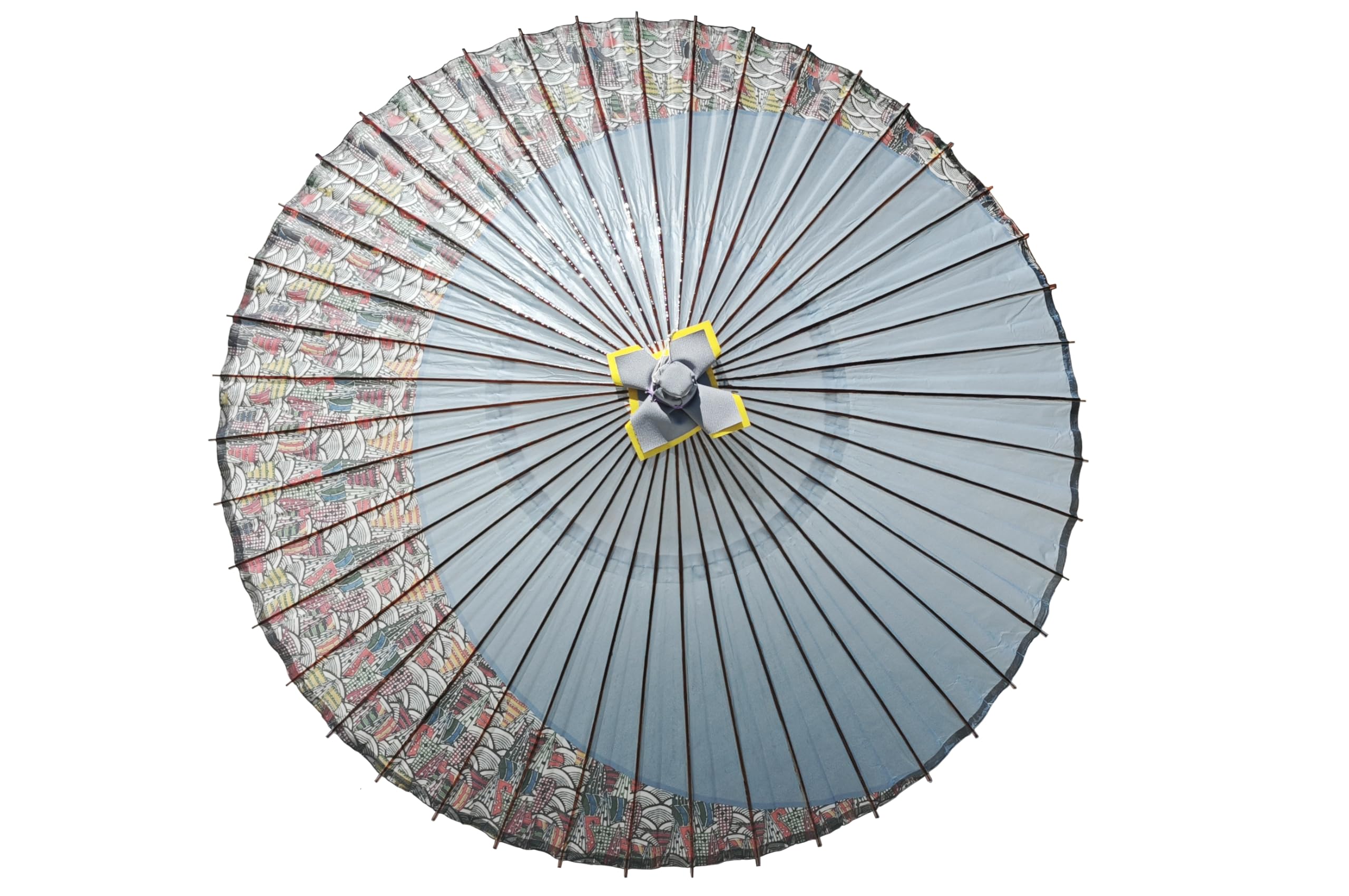 山本竹細工屋 （YAMAMOTOTAKIZAYIKUYA) 蛇の目傘 和傘 雨傘 二段式2段階 【月奴 水色×ヨット】