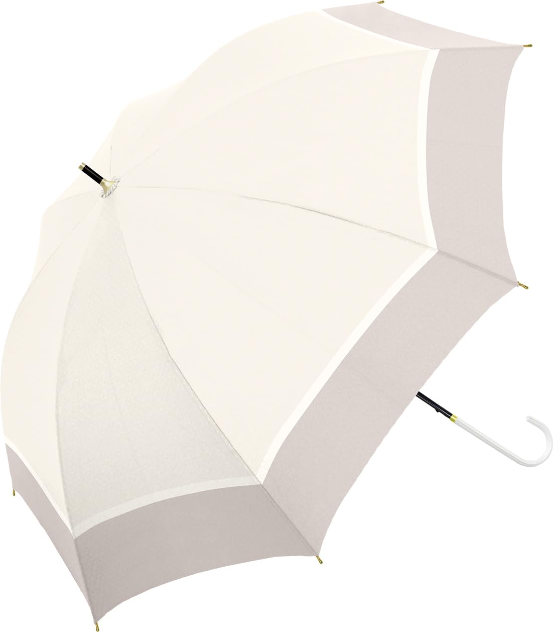 【中谷】 Parasol 婦人 長傘 手開き 晴雨兼用 UV ペール トライカラー サンドベージュ UVカット UPF50 ..