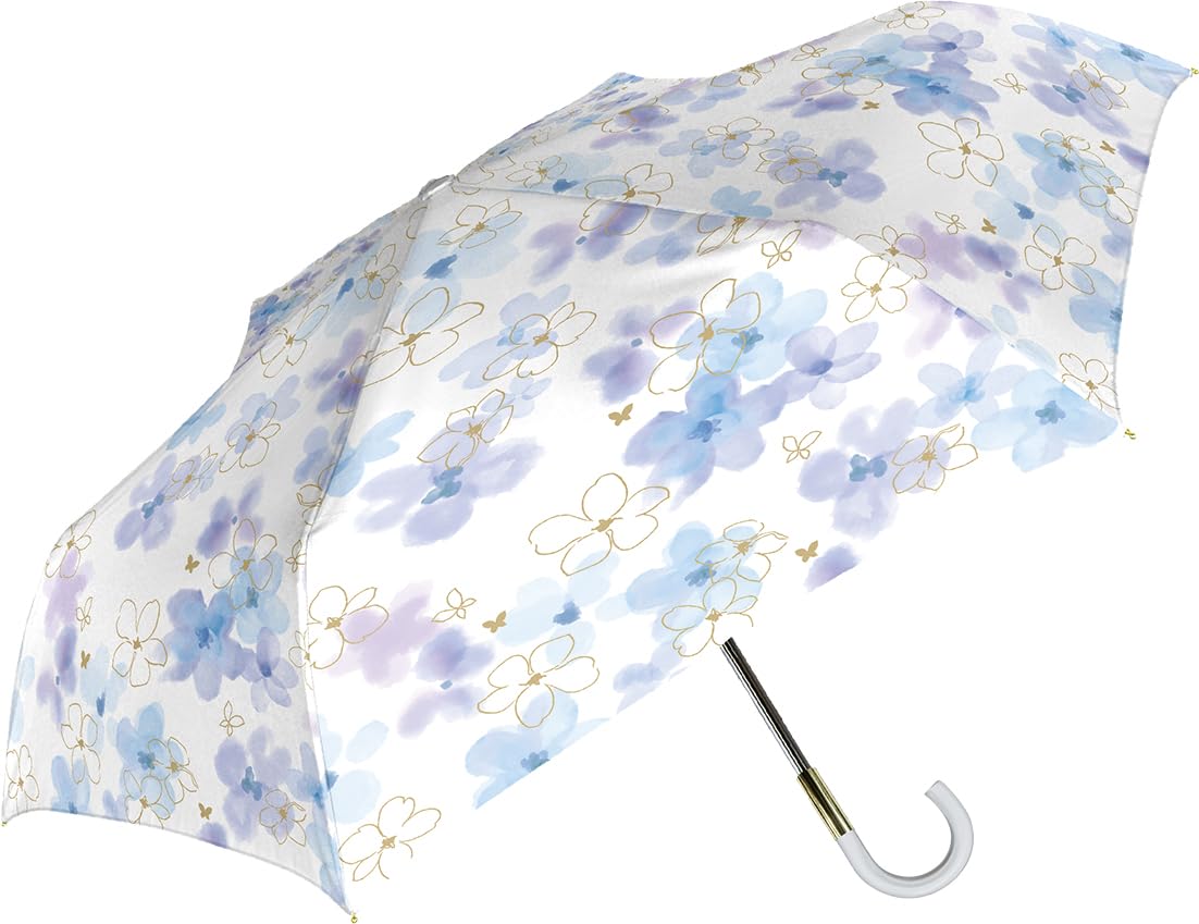 【中谷】 Parasol 折傘 手開き 晴雨兼用 UV フローラル 折 オーキッドブルー UVカット UPF50 遮熱 遮光..