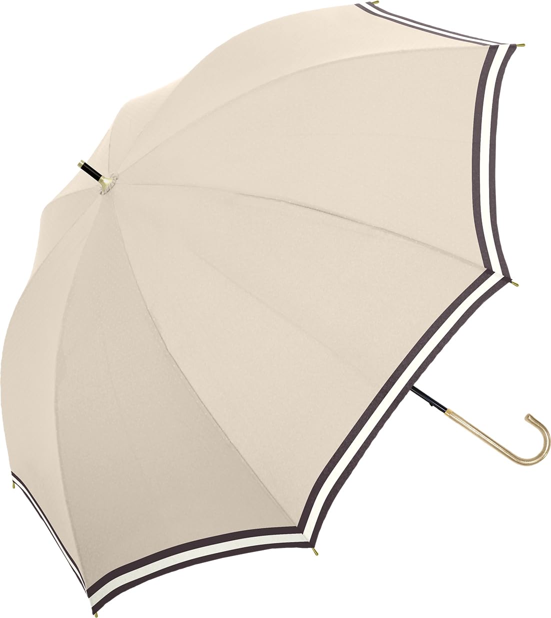【中谷】 Parasol 婦人 長傘 手開き 晴雨兼用 UV グログラン バイカラー ベージュ UVカット UPF50 遮熱..