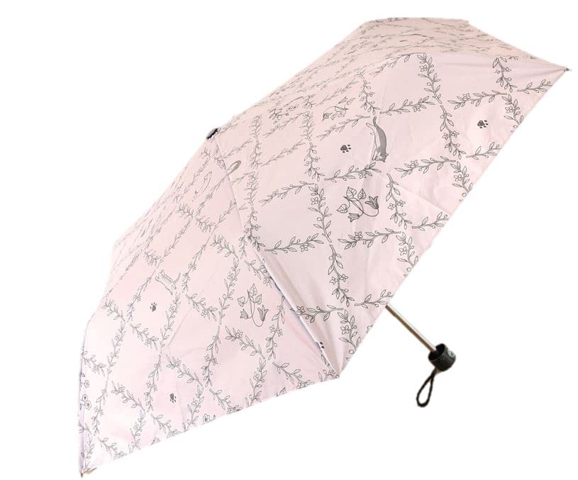 三国 シルバーコーティング晴雨兼用 折り畳み傘 50cm耐風ミニ『フラワーCAT』晴雨兼用mini ピンク