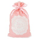 リボン付PEギフトバッグ レース ピンク-M (20枚) LA-RBM