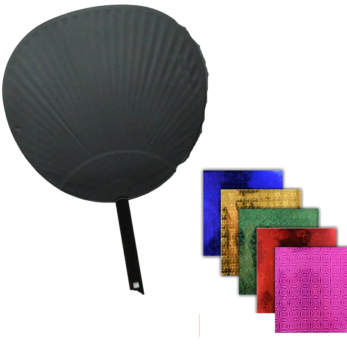 SENMAN ジャンボうちわ 応援 コンサート ライブDIY ステッカー付き グリッターシートうちわ1本+ホログラム(15*15cm*5色*50枚、裏面に接着剤...