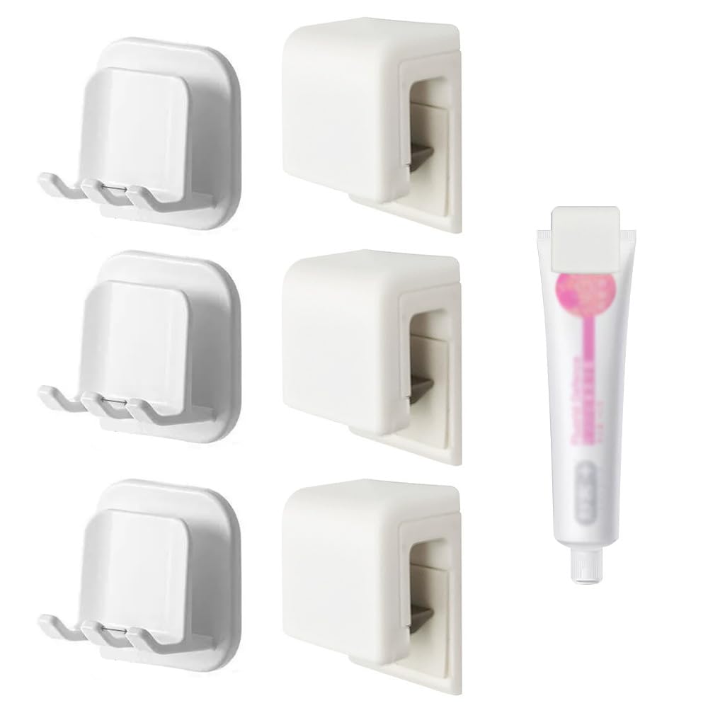 6個のセット 歯ブラシホルダー チューブクリップ 歯磨き粉 洗顔料 シェーバー タオルの収納に適してい..