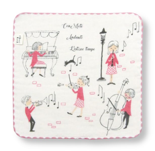 金野タオル 日本製 タオル ハンカチ ガーゼ 無撚糸 パイル 街角 約23×23cm 音楽 リフレイン 泉州 速乾 ギフト